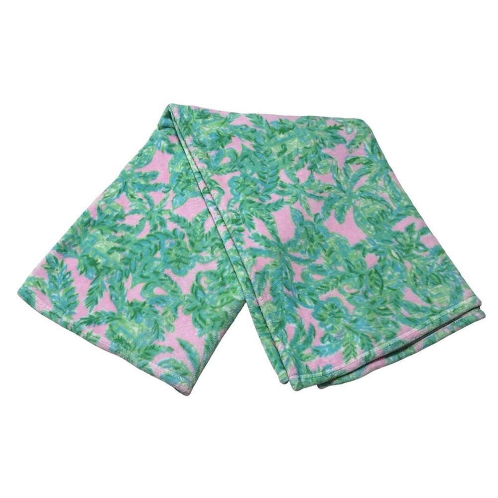 Lilly Pulitzer Seaside Carnivale Plush Throw Blanket 45x65 Fleece Hot Pink Green